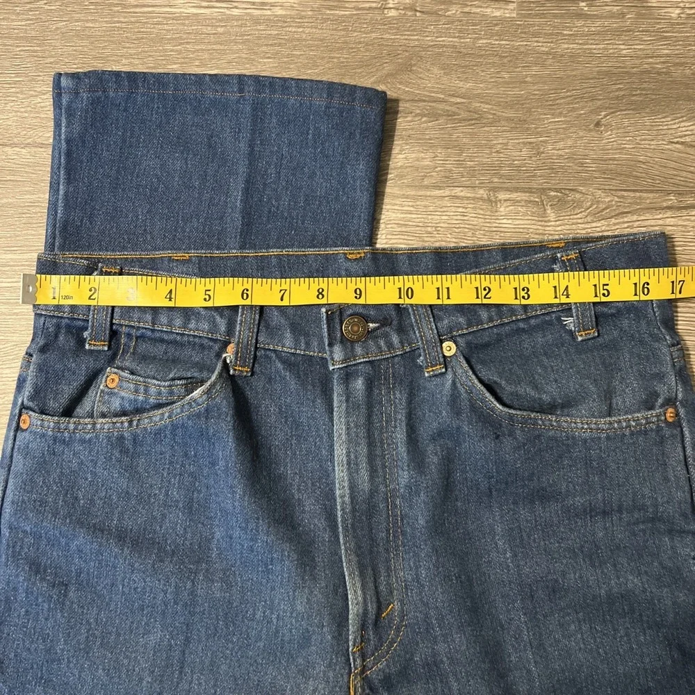 Vintage 80s Levi's 517 Boot Cut Orange Tab Dark Wash Blue Jeans Sz 34x30 (34x29)